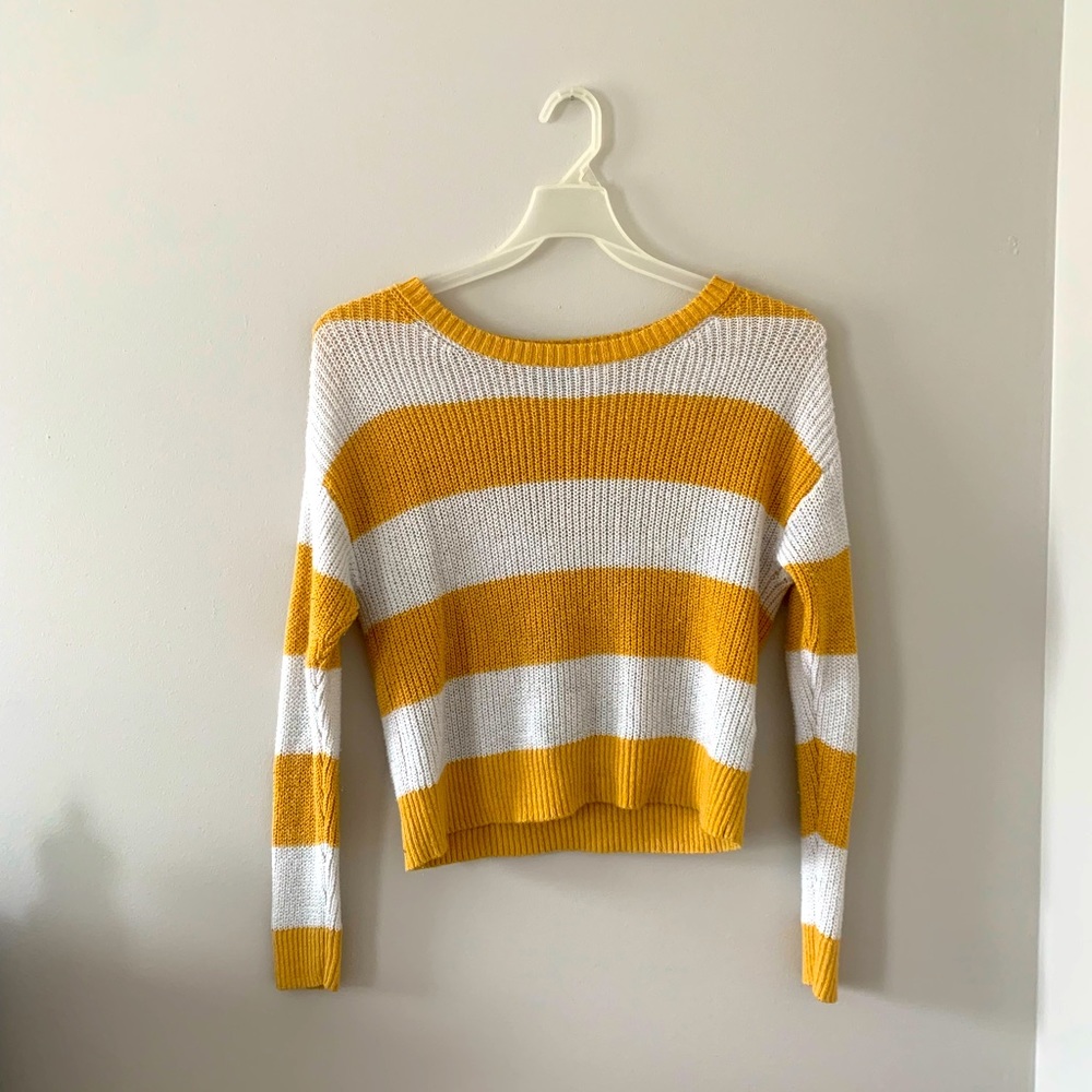 Yellow and white striped sweater from AE, size S